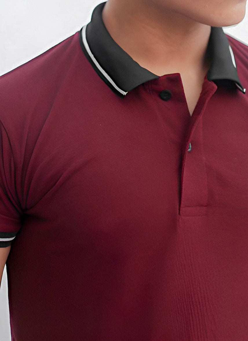 Men Tipping Polo Shirt ( Mehroon )