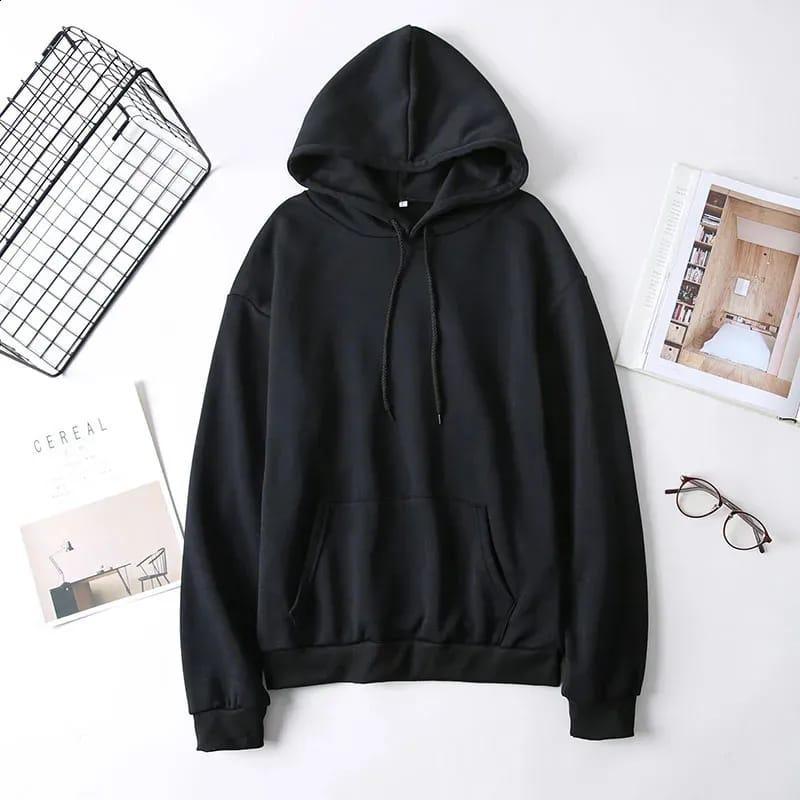 Uni Sex Plain Hoodie Black