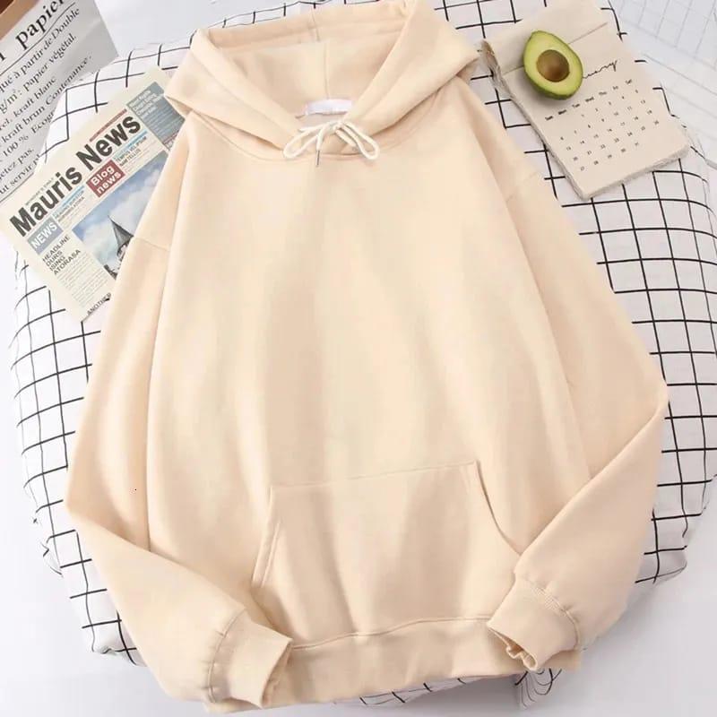 Uni Sex Plain Hoodie Beige