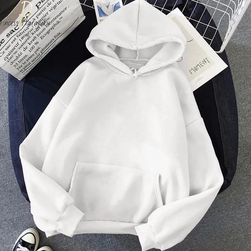 Uni Sex Plain Hoodie White