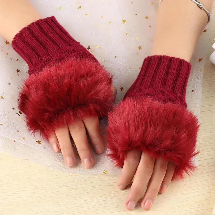 Wool Fur lined Gloves 2 pcs