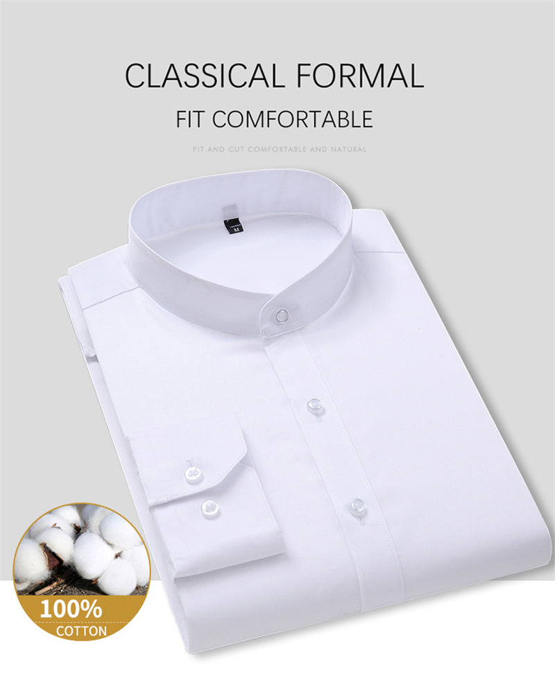 Premium Plain Cotton Formal Shirt Ban Collar