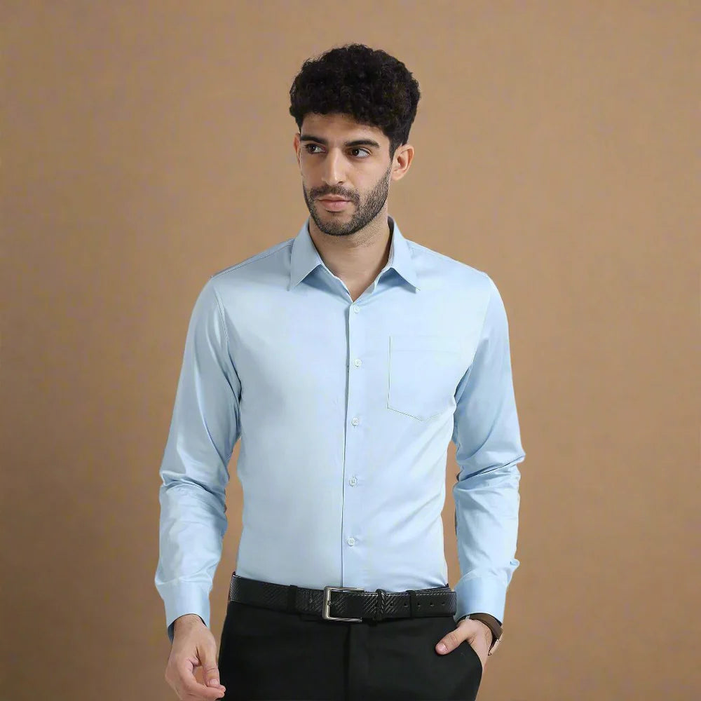 Premium Formal Cotton Shirt ( Sky Blue )