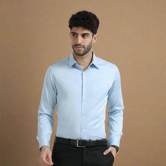 Premium Formal Cotton Shirt ( Sky Blue )