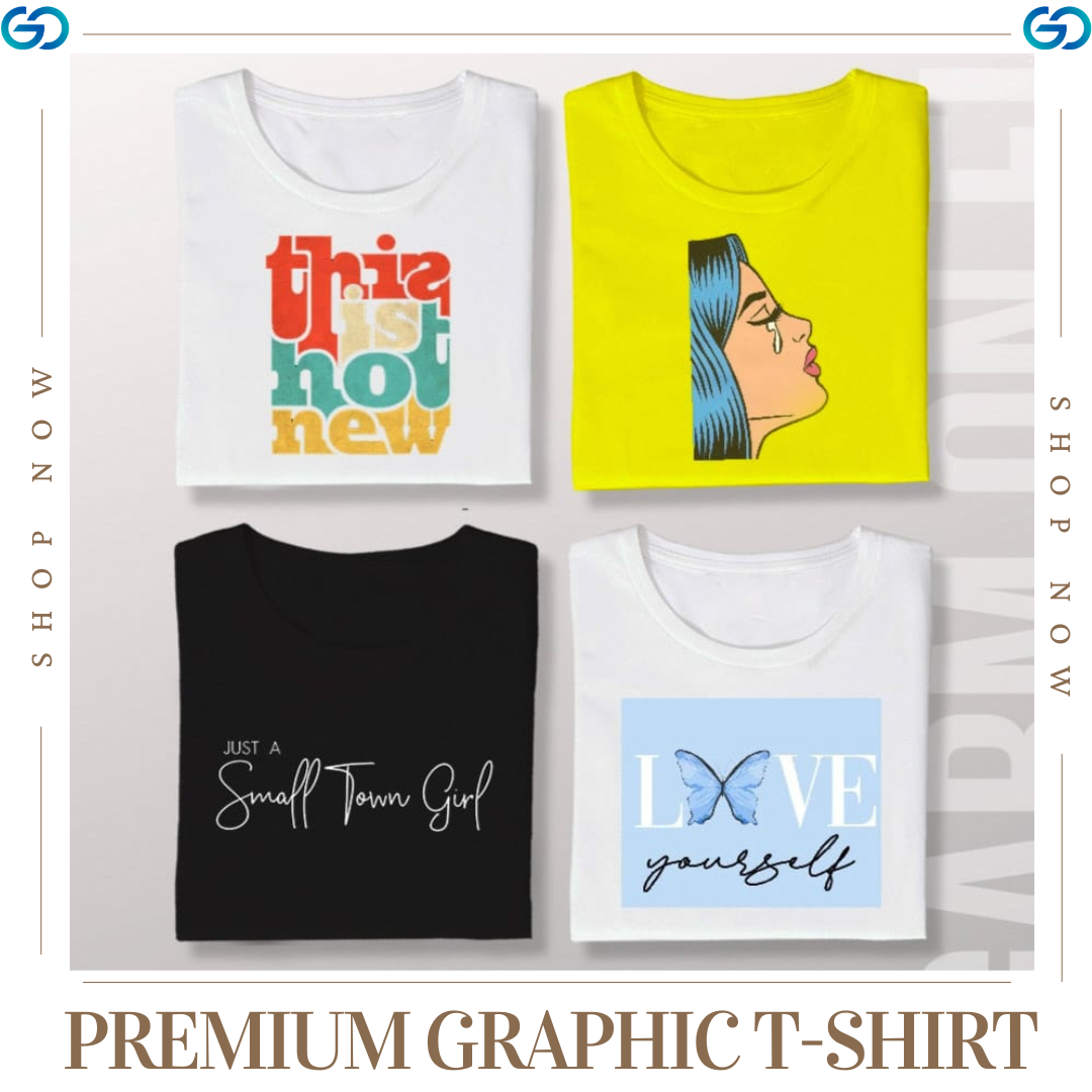 Premium Graphic T Shirt ( Pack Of 4)