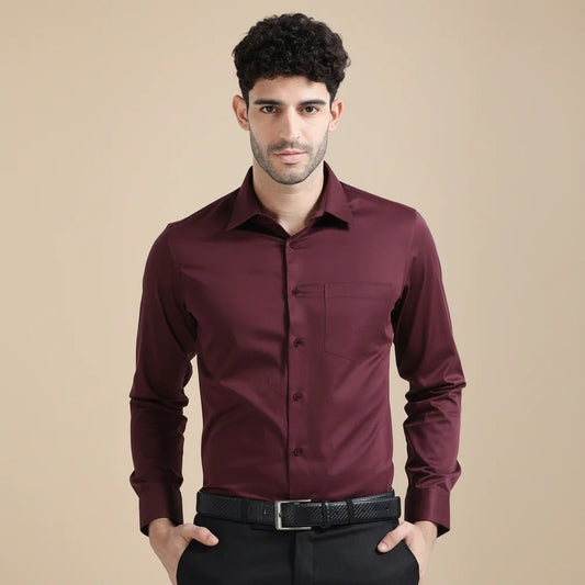 Premium Formal Cotton Shirt ( Mehroon )