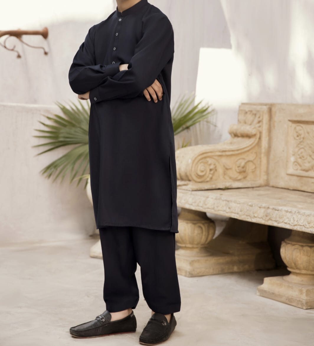 BOY BLENDED KAMEEZ SHALWAR NAVY BLUE