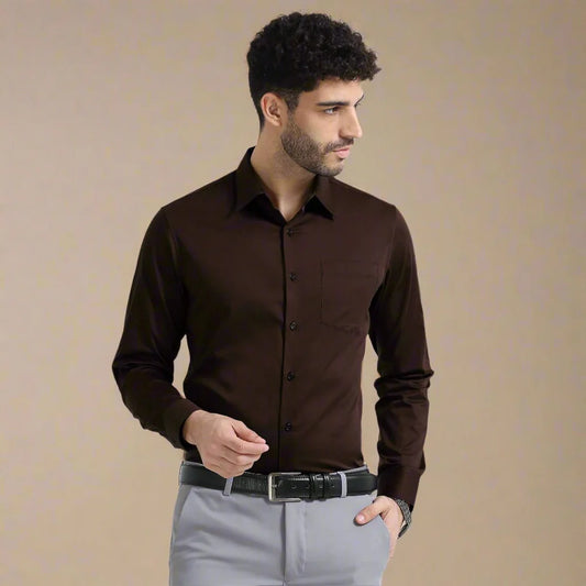 Premium Formal Cotton Shirt ( Dark Brown )