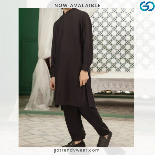 BOY BLENDED KAMEEZ SHALWAR BLACK