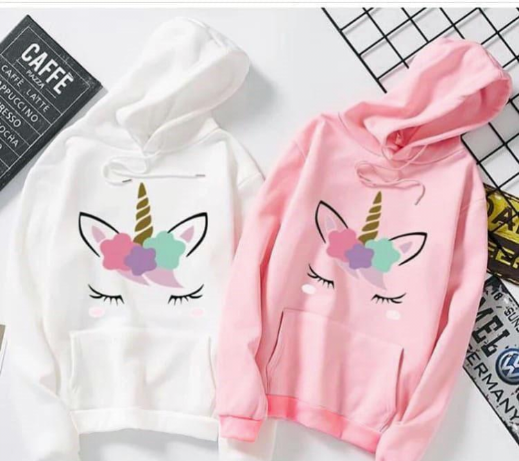 Women's Printed Hoodies Pack of 2 (Pink & White)