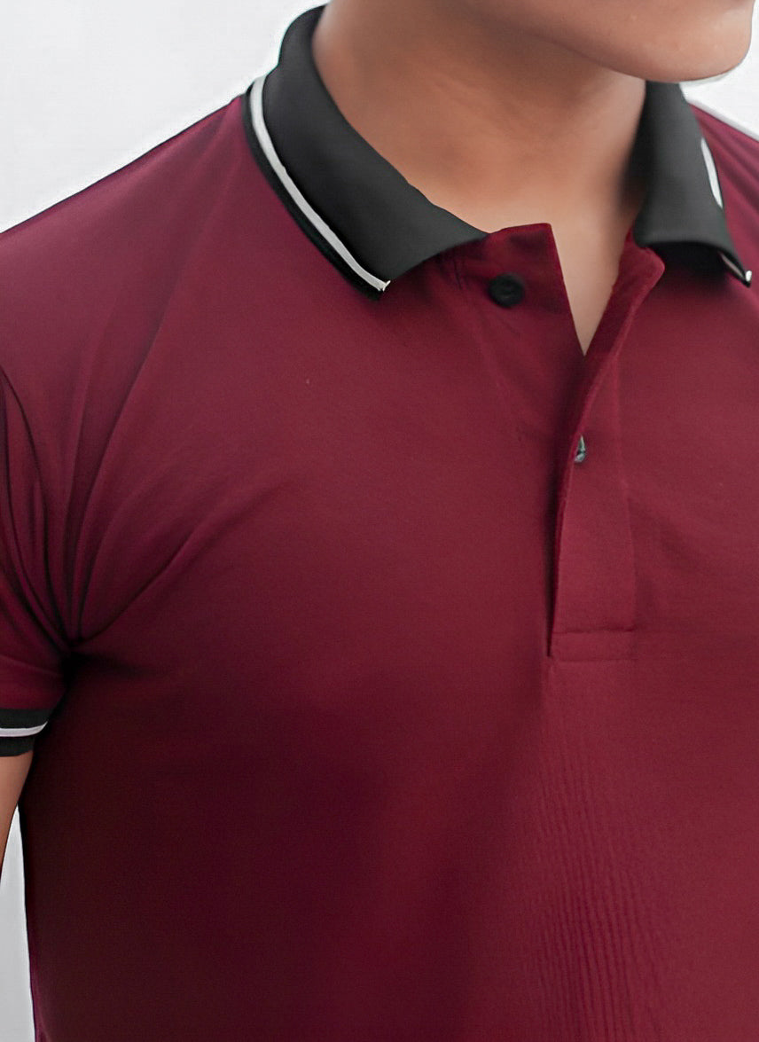 Men Tipping Polo Shirt ( Mehroon  )