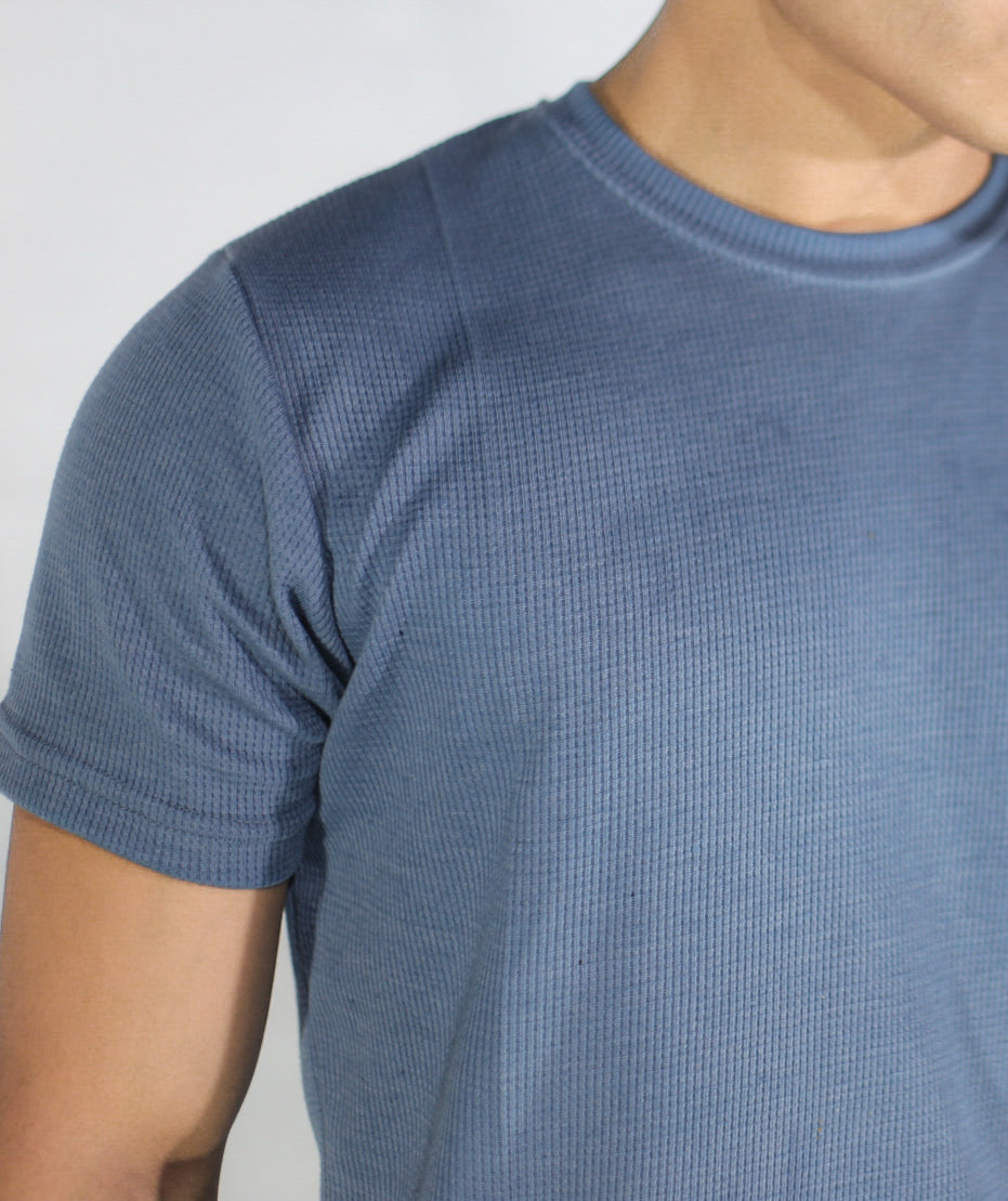 Men Popcorn Half Sleeve T Shirt ( Light Blue )