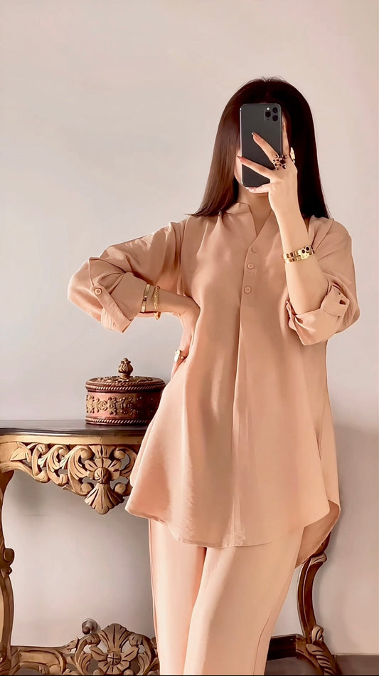 Light Brown Textured Western Cord Set for Women