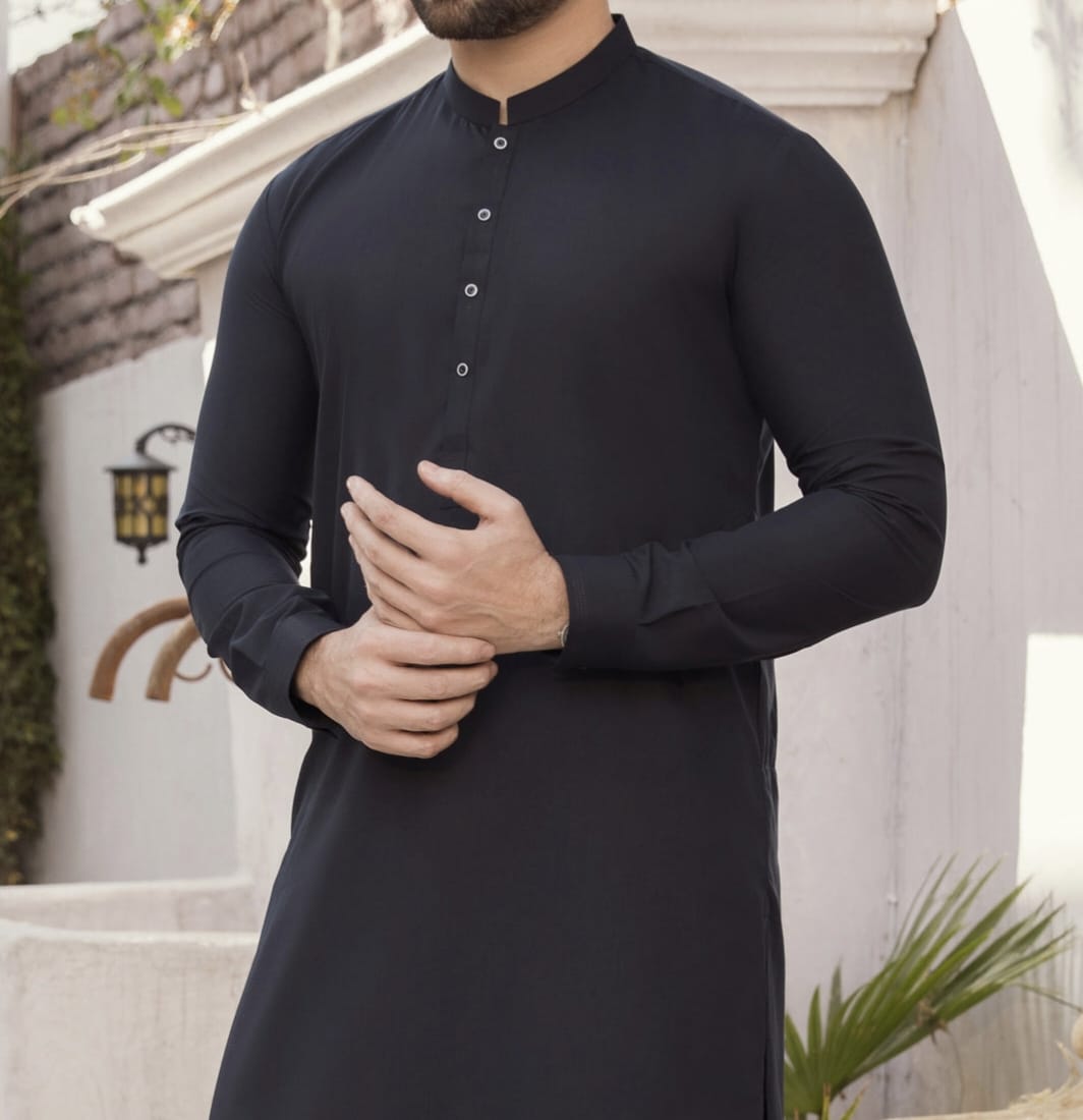 MEN'S BLENDED KAMEEZ SHALWAR NAVY BLUE