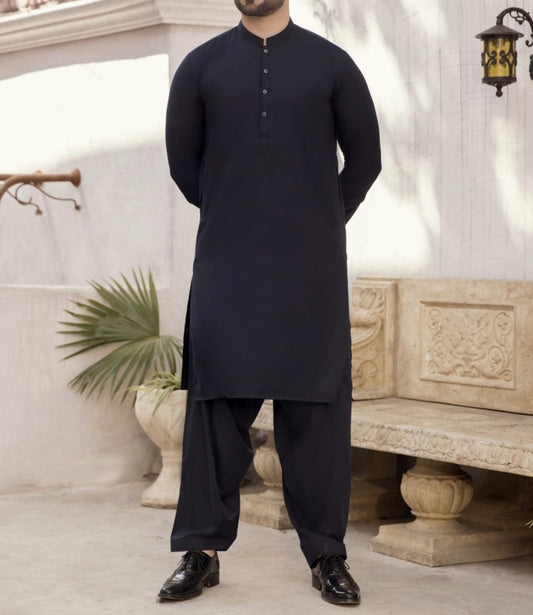 MEN'S BLENDED KAMEEZ SHALWAR NAVY BLUE