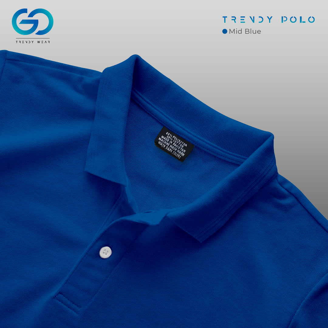 Men's Basic Polo Shirt Mid Blue