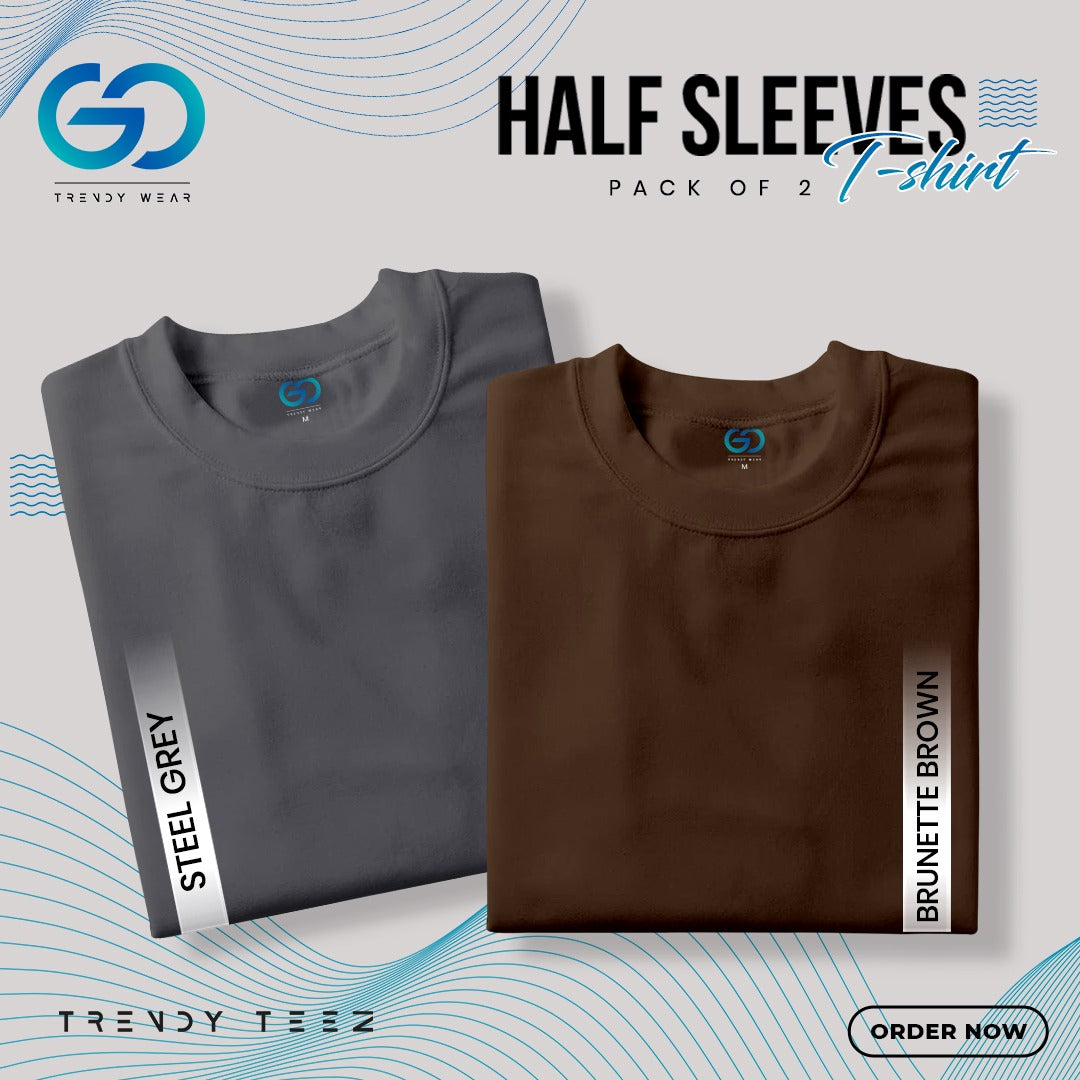 Men's Premium Basic Half Sleeve T Shirt (Pack of 2 Pcs)