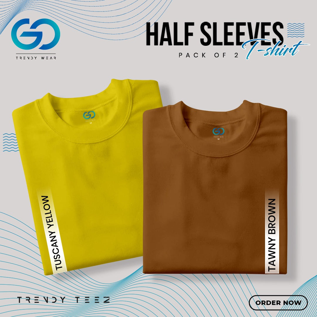 Men's Premium Basic Half Sleeve T Shirt (Pack of 2 Pcs)