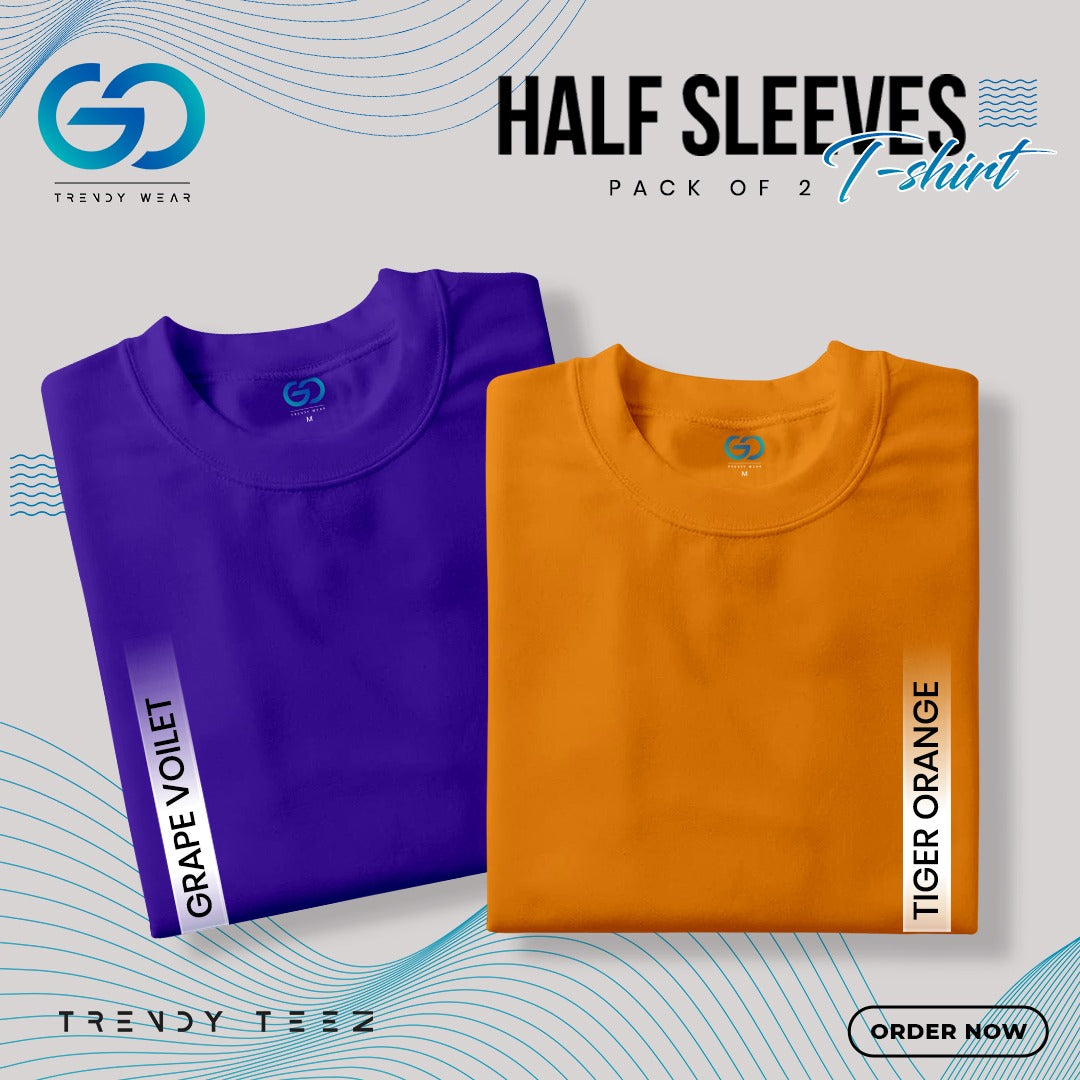 Men's Premium Basic Half Sleeve T Shirt (Pack of 2 Pcs)