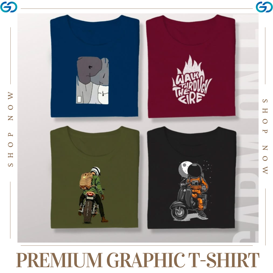 Premium Graphic T Shirt ( Pack Of 4)