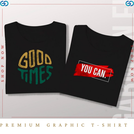 Black Premium Quality Graphic T Shirt (Pack of 2 Pcs)