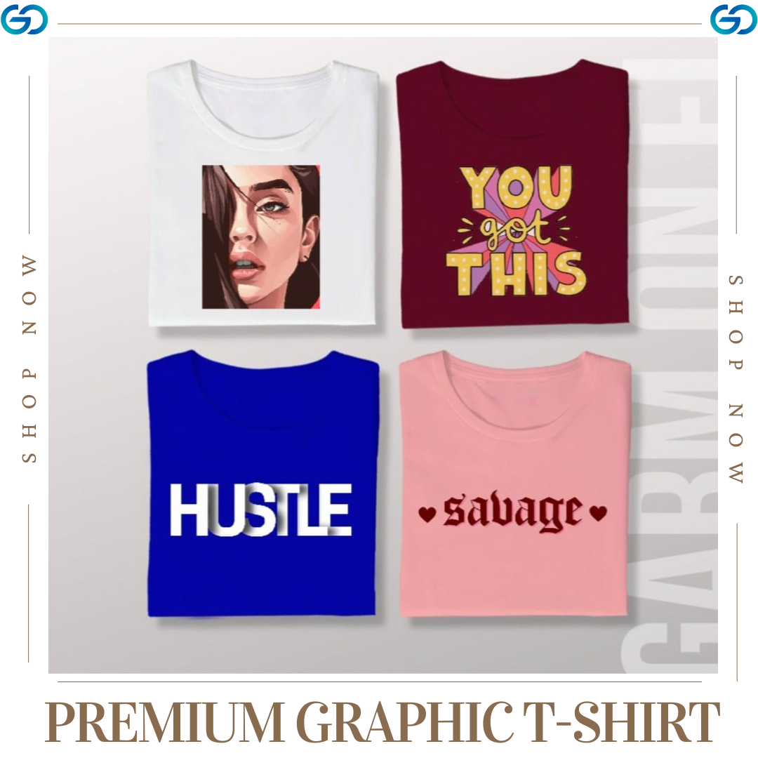 Premium Graphic T Shirt ( Pack Of 4)