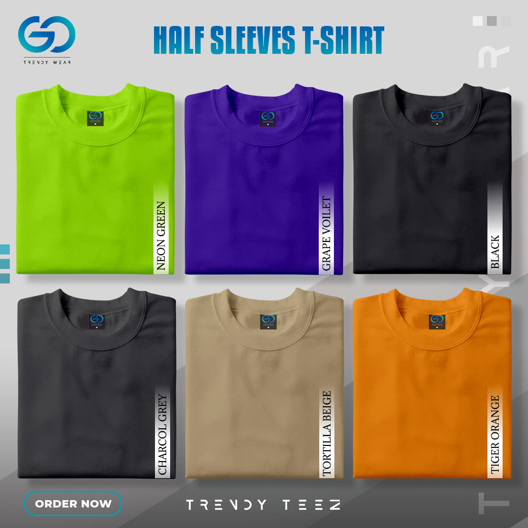 Men's Premium Basic Half Sleeve T Shirt (Pack of 6 Pcs)