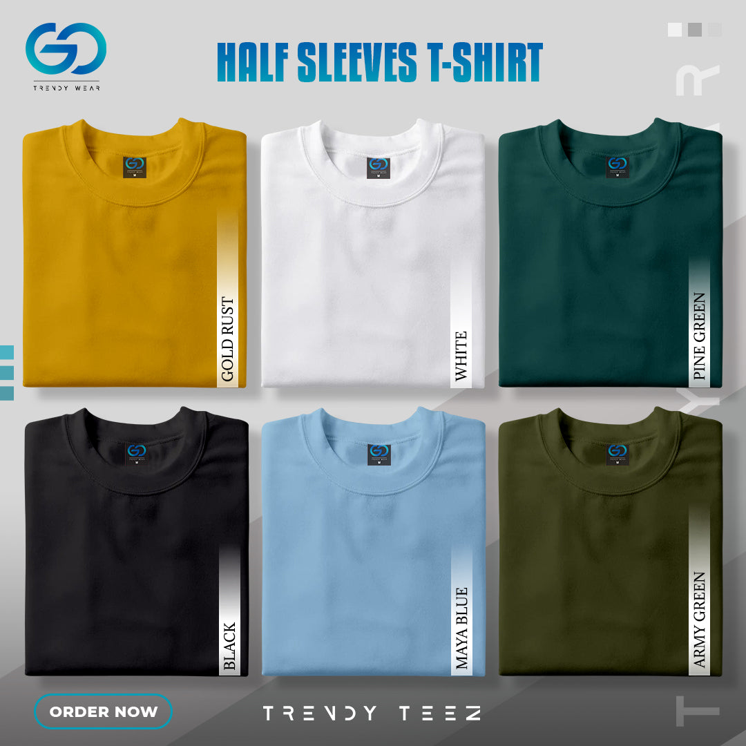 Men's Premium Basic Half Sleeve T Shirt (Pack of 6 Pcs)