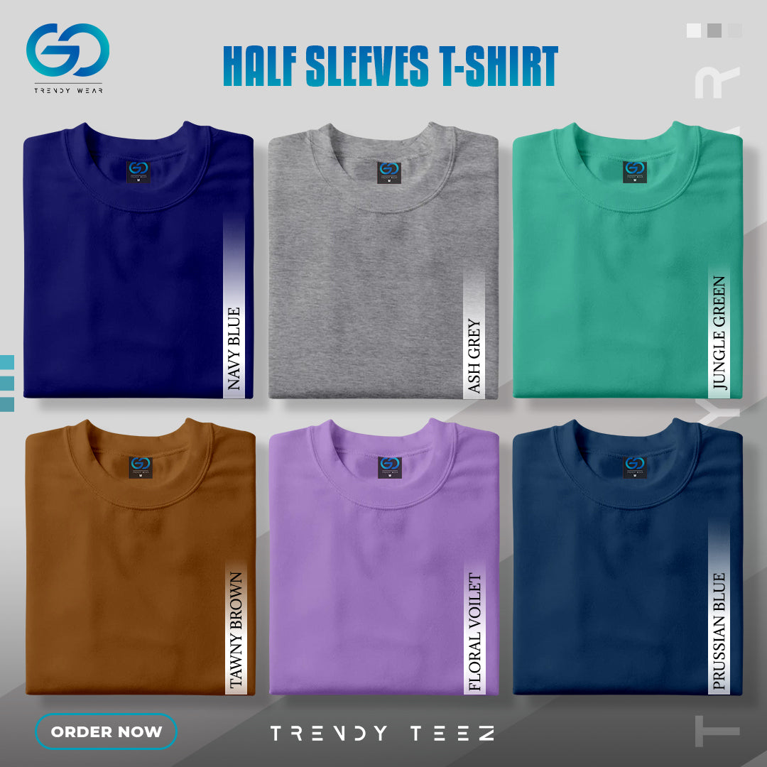 Men's Premium Basic Half Sleeve T Shirt (Pack of 6 Pcs)