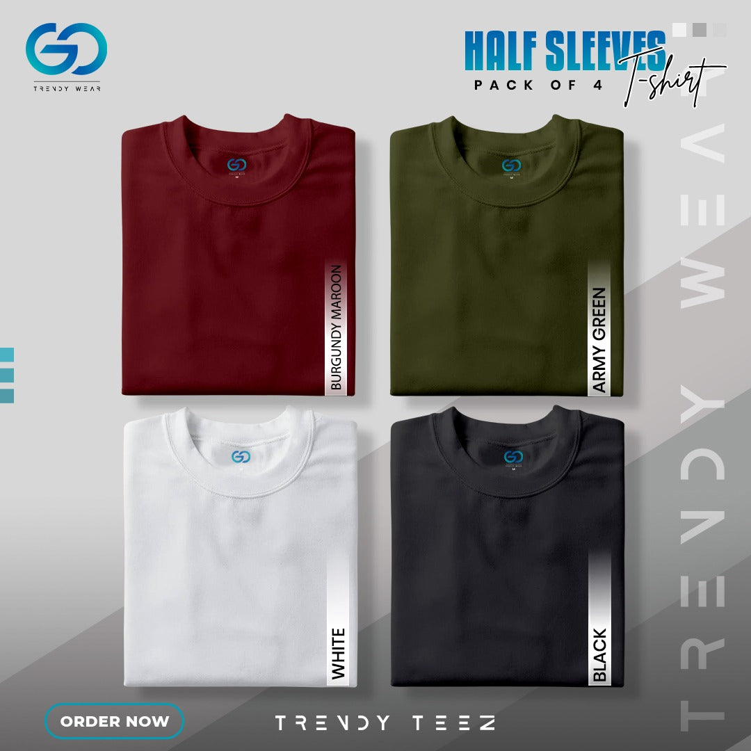 Men's Premium Basic Half Sleeve T Shirt (Pack of 4 Pcs)