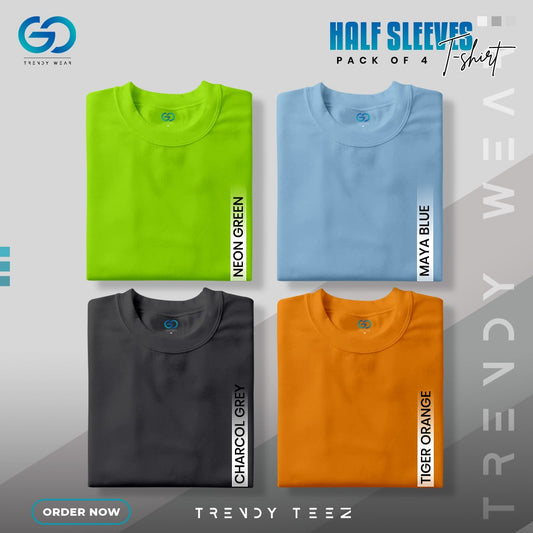 Men's Premium Basic Half Sleeve T Shirt (Pack of 4 Pcs)