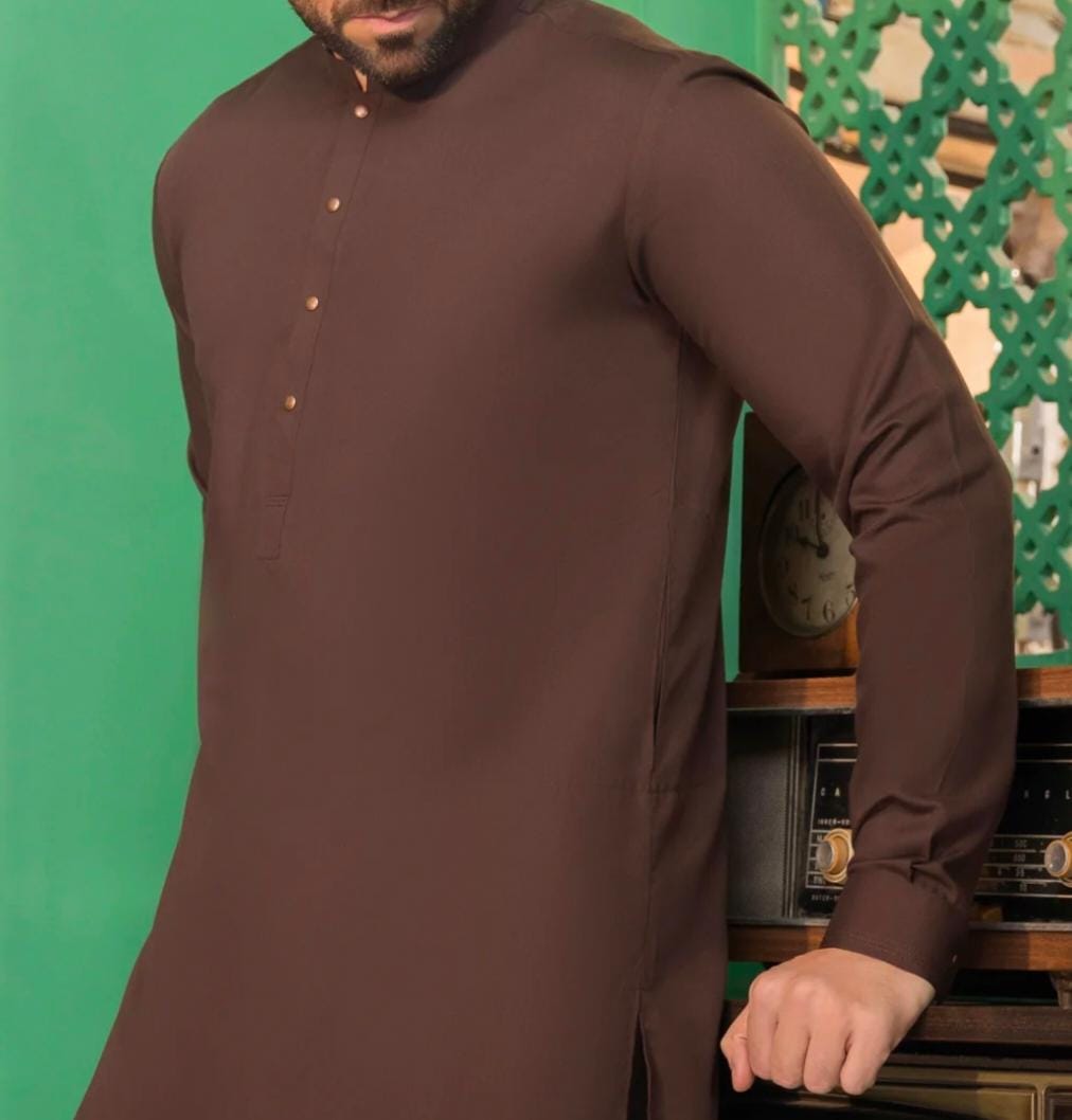 MEN'S BLENDED KAMEEZ SHALWAR BROWN