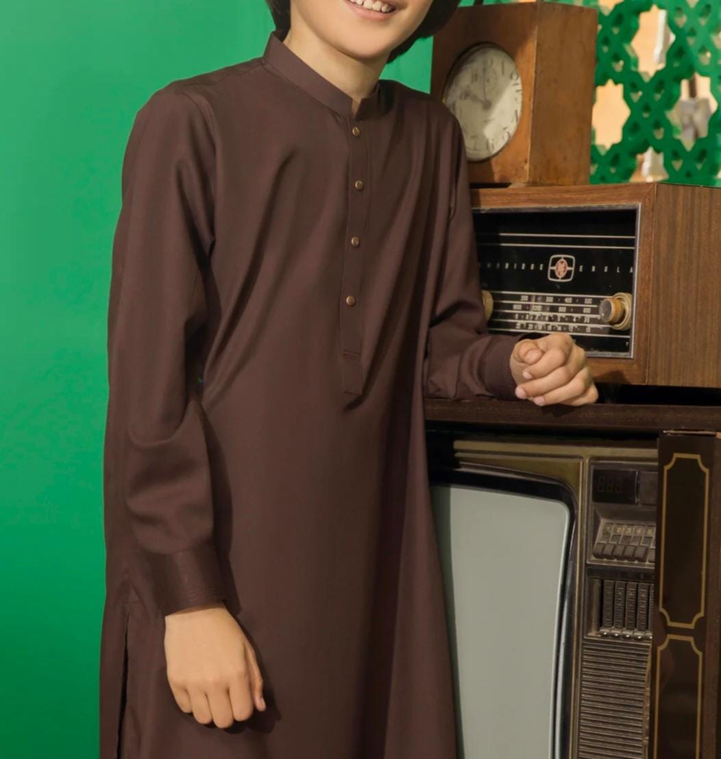 BOY BLENDED KAMEEZ SHALWAR BROWN